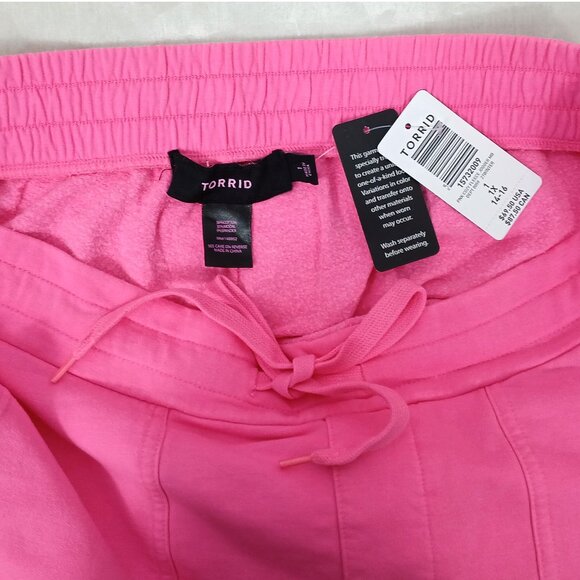 Torrid Classic Fit Jogger Super Soft Fleece Mid-Rise Pant in Bright Neon Pink - Picture 7 of 7